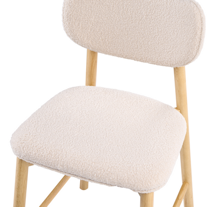 Home Set Of 2 Bar Chairs In Light Brown And Beige Boucle With Upholstered Seats And Rubber Wood Frames