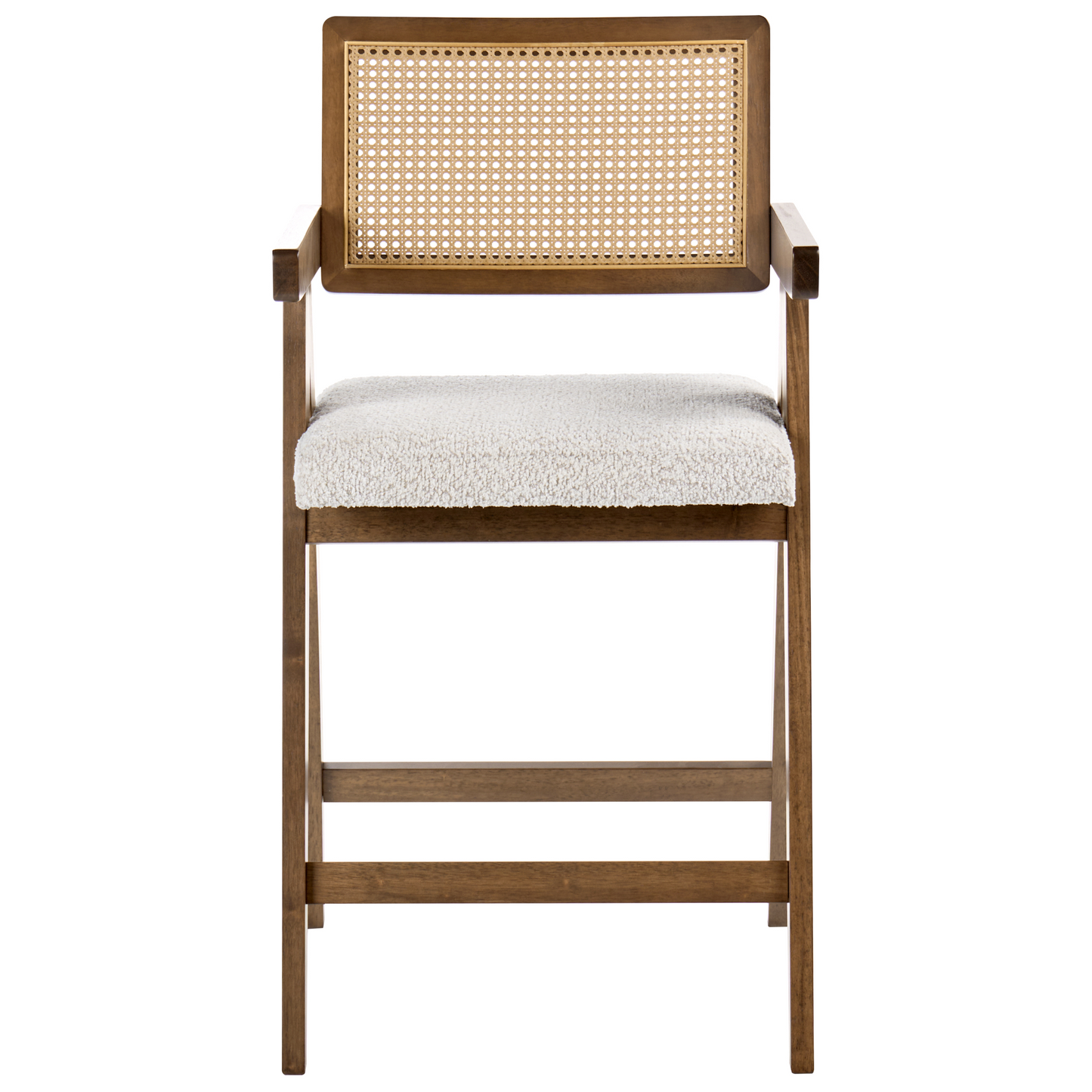Bar Chairs Set of 2 Boucle Brown Beige Rubberwood Frame