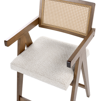 Bar Chairs Set of 2 Boucle Brown Beige Rubberwood Frame