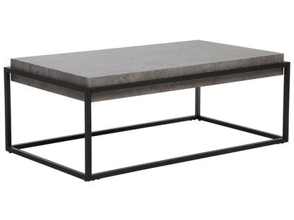 Grey Concrete Effect Coffee Table With Black Metal Frame 115 x 64cm