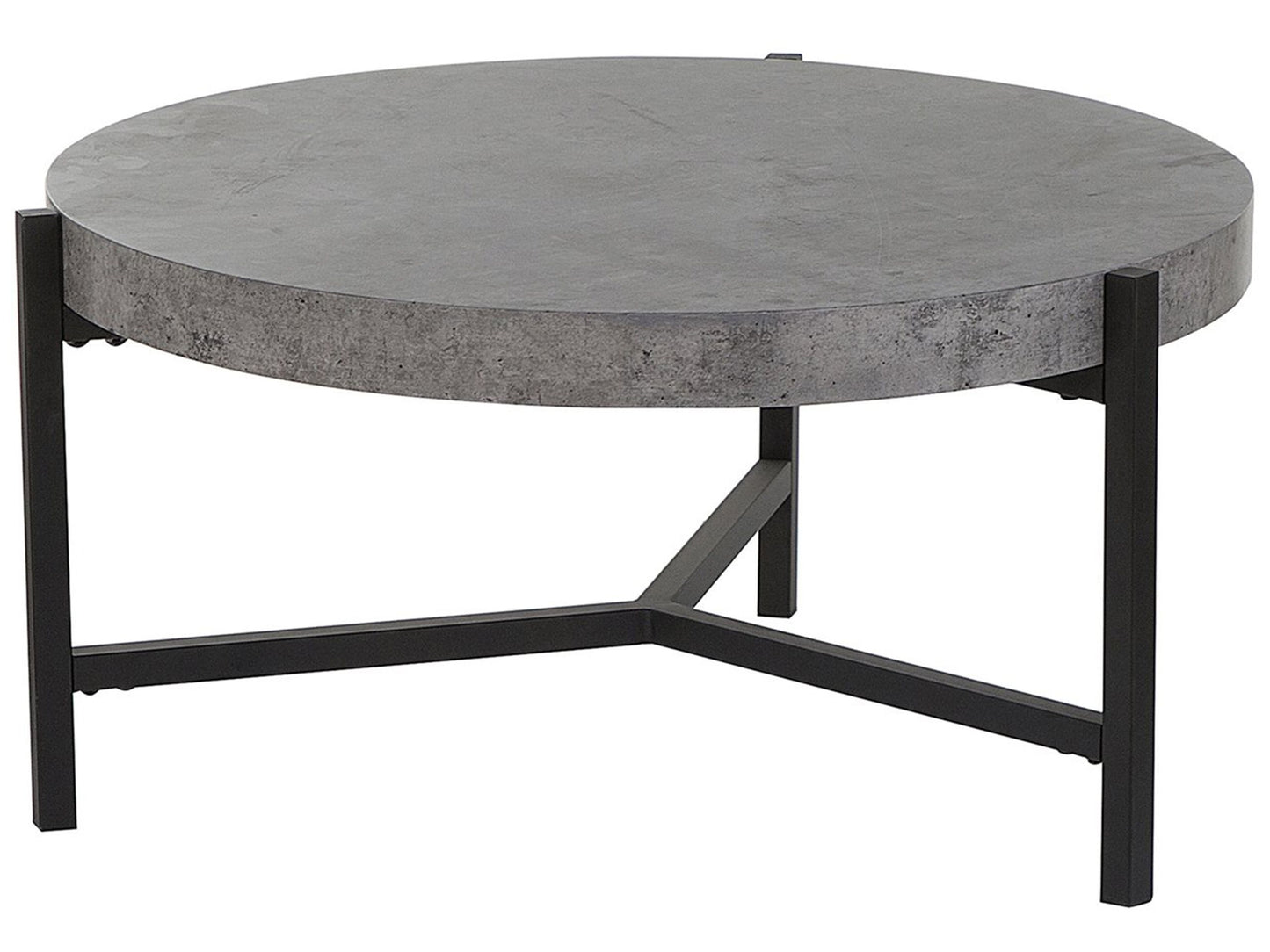 Industrial Round Coffee Table 70cm With Grey Concrete Effect Top And Black Metal Legs