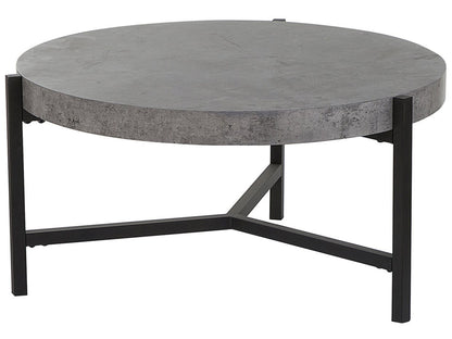 Industrial Round Coffee Table 70cm With Grey Concrete Effect Top And Black Metal Legs