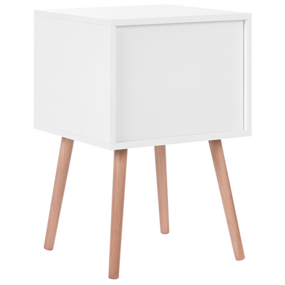 White Bedside Tables Set Of 2 With Solid Wood Legs