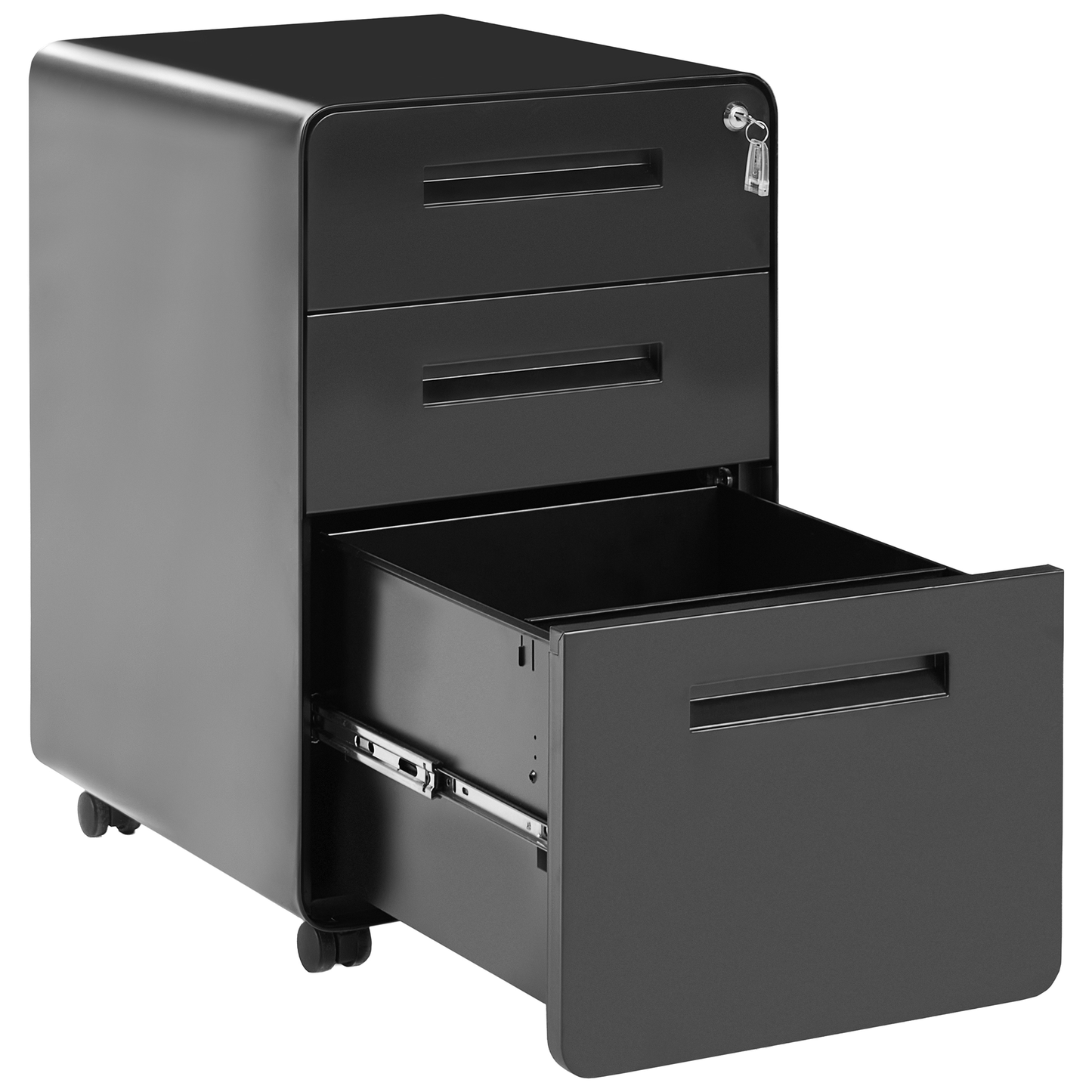 Apex Storage Cabinet Black Steel 3-Drawer Key-Locked