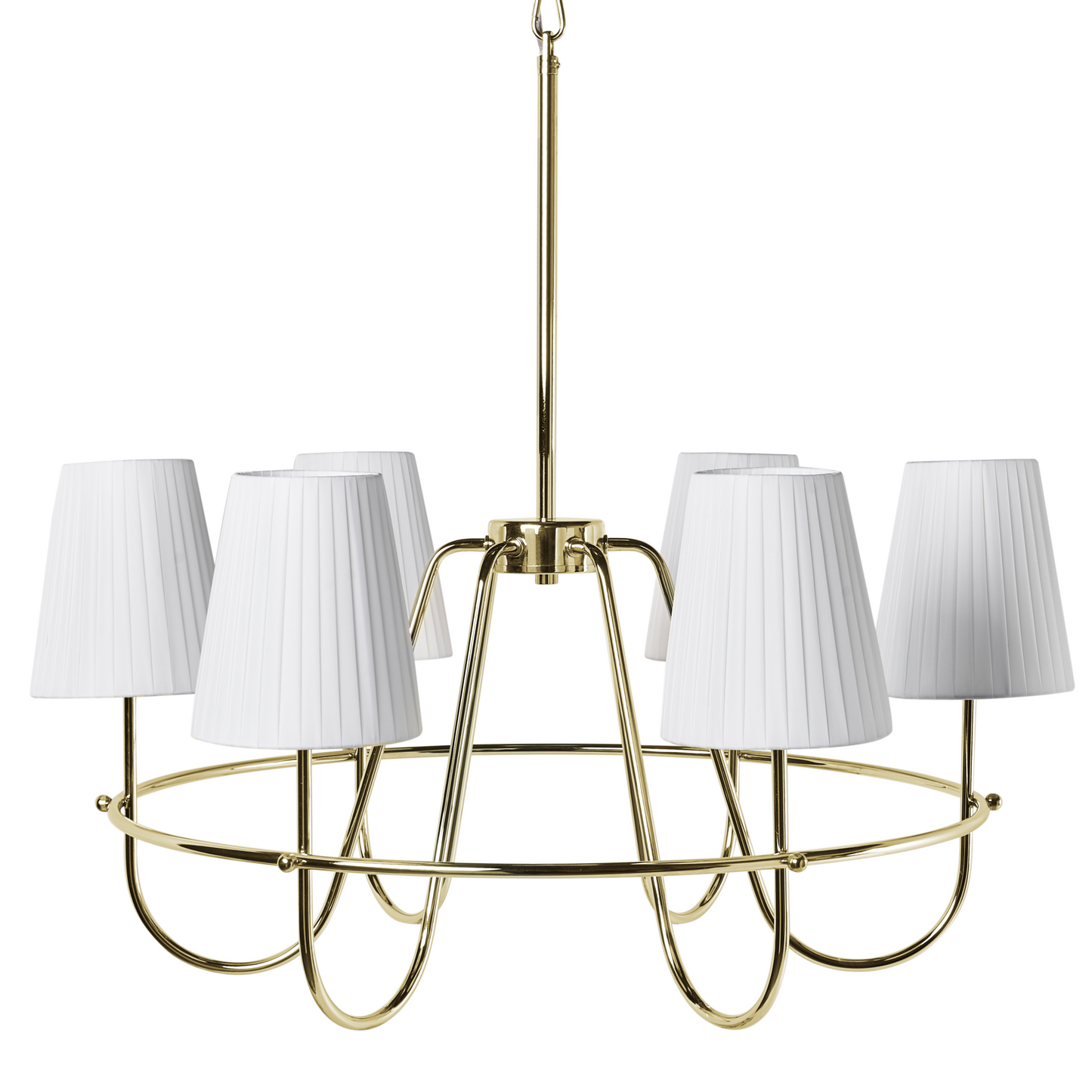 Pendant Chandelier Gold Metal Base Fabric Shades Traditional Style Living Room Lighting