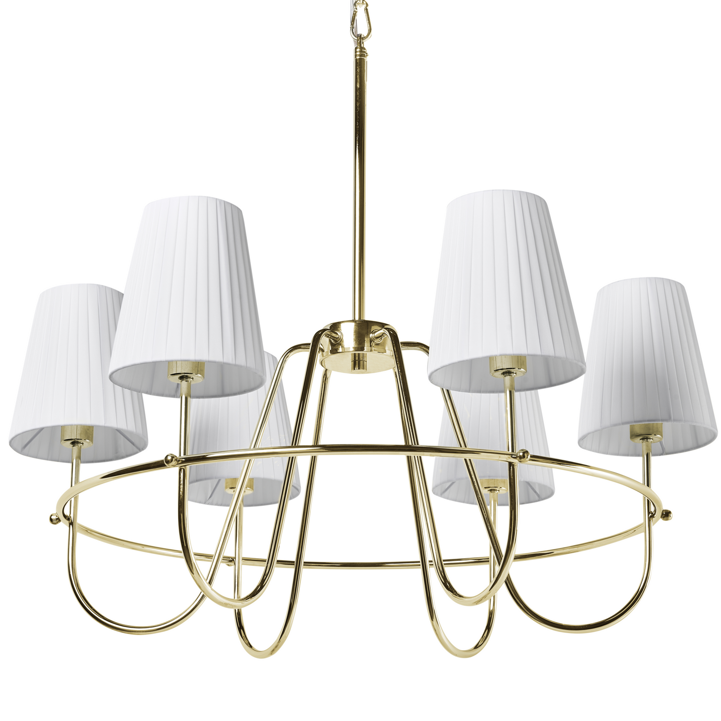 Pendant Chandelier Gold Metal Base Fabric Shades Traditional Style Living Room Lighting