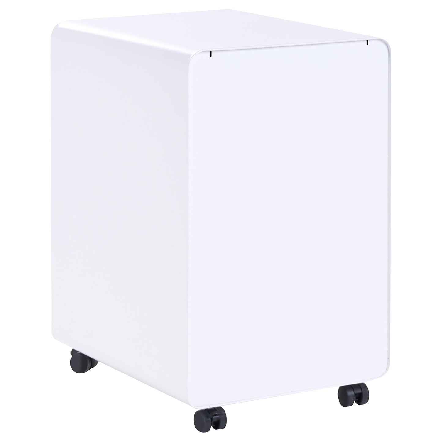 White Steel 3 Drawer Mobile Cabinet Key Locked Top Drawer