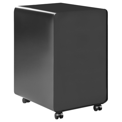Three Drawer Storage Cabinet Black And Light Brown Steel With Locking Wheels Modern Office