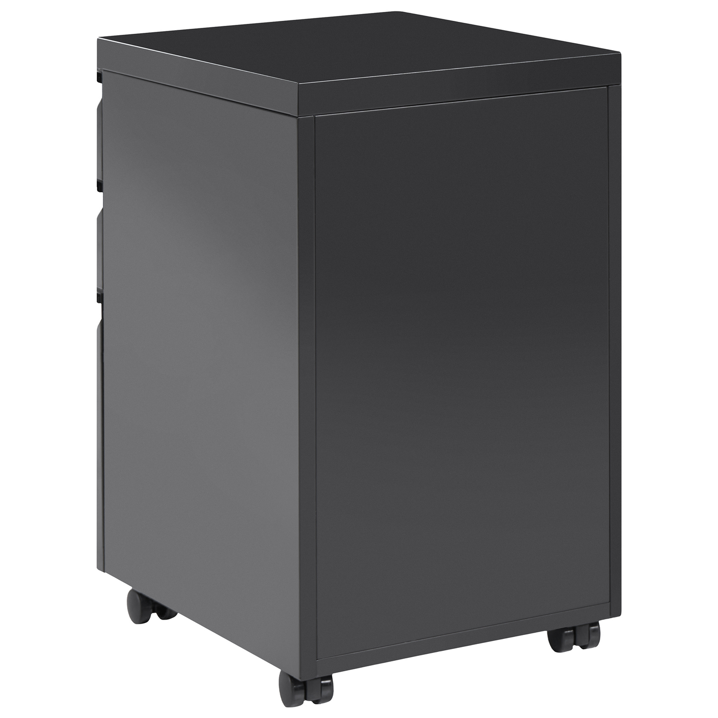 Black Steel 3 Drawer Mobile Cabinet With Key Lock
