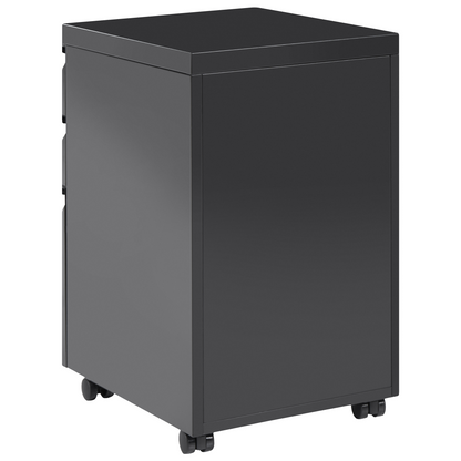 Black Steel 3 Drawer Mobile Cabinet With Key Lock