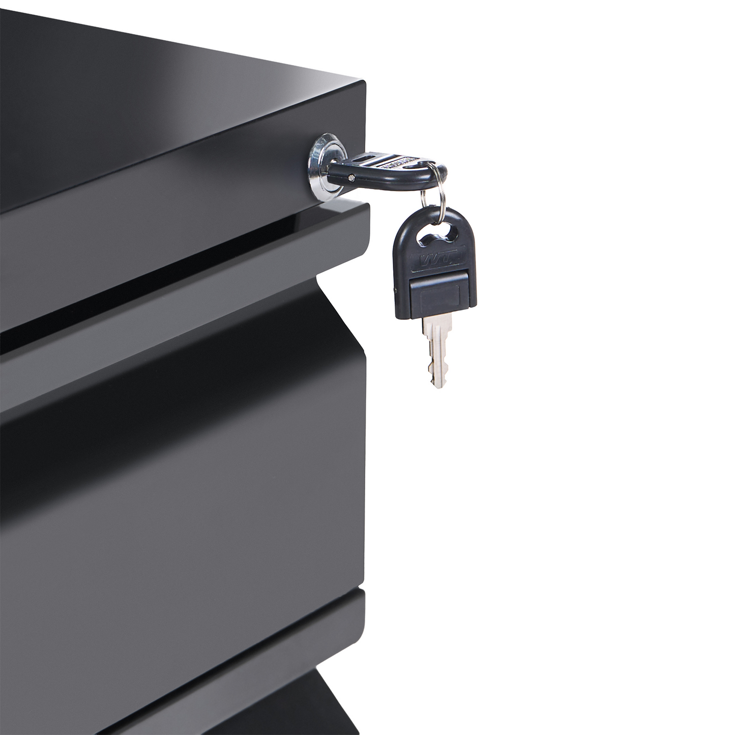 Black Steel 3 Drawer Mobile Cabinet With Key Lock