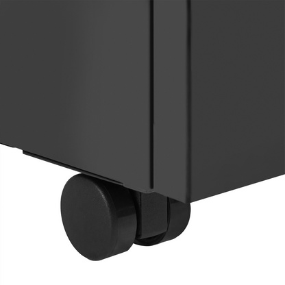 Black Steel 3 Drawer Mobile Cabinet With Key Lock
