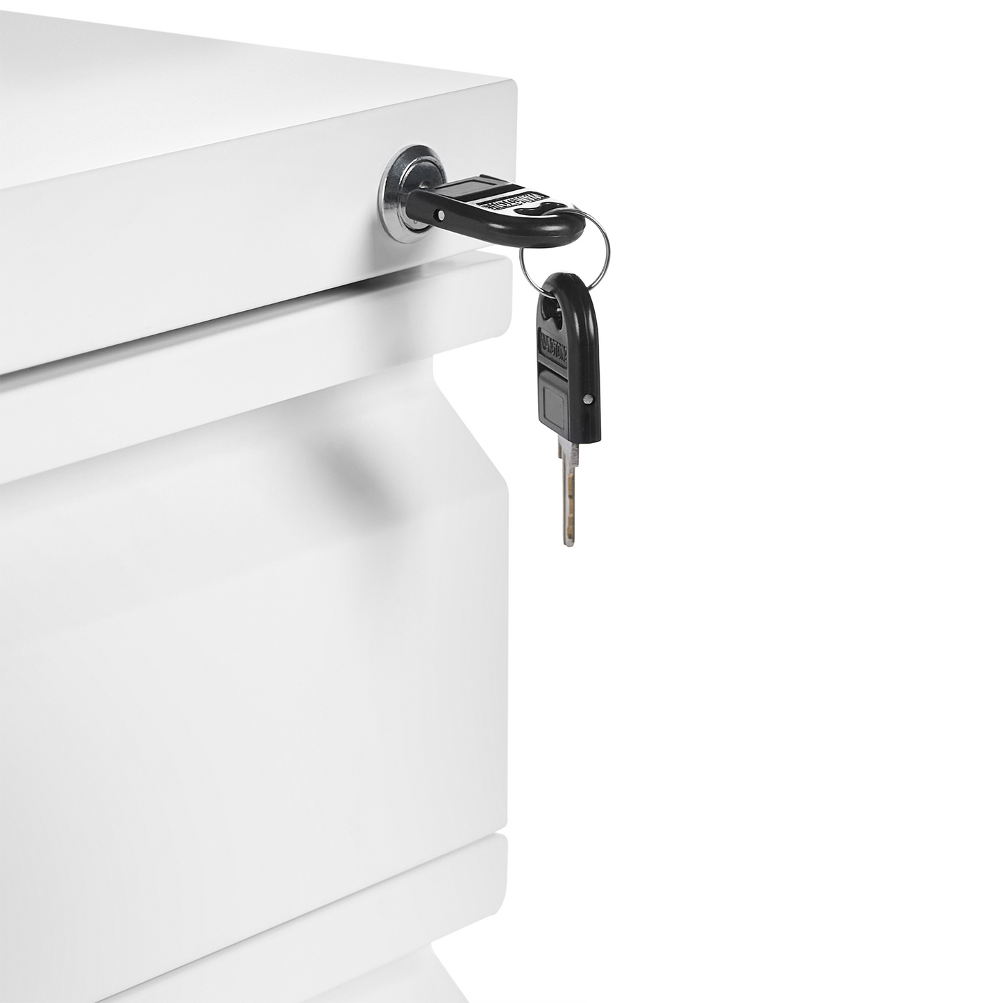 Storage Cabinet White Steel 3 Drawer Mobile With Key Lock