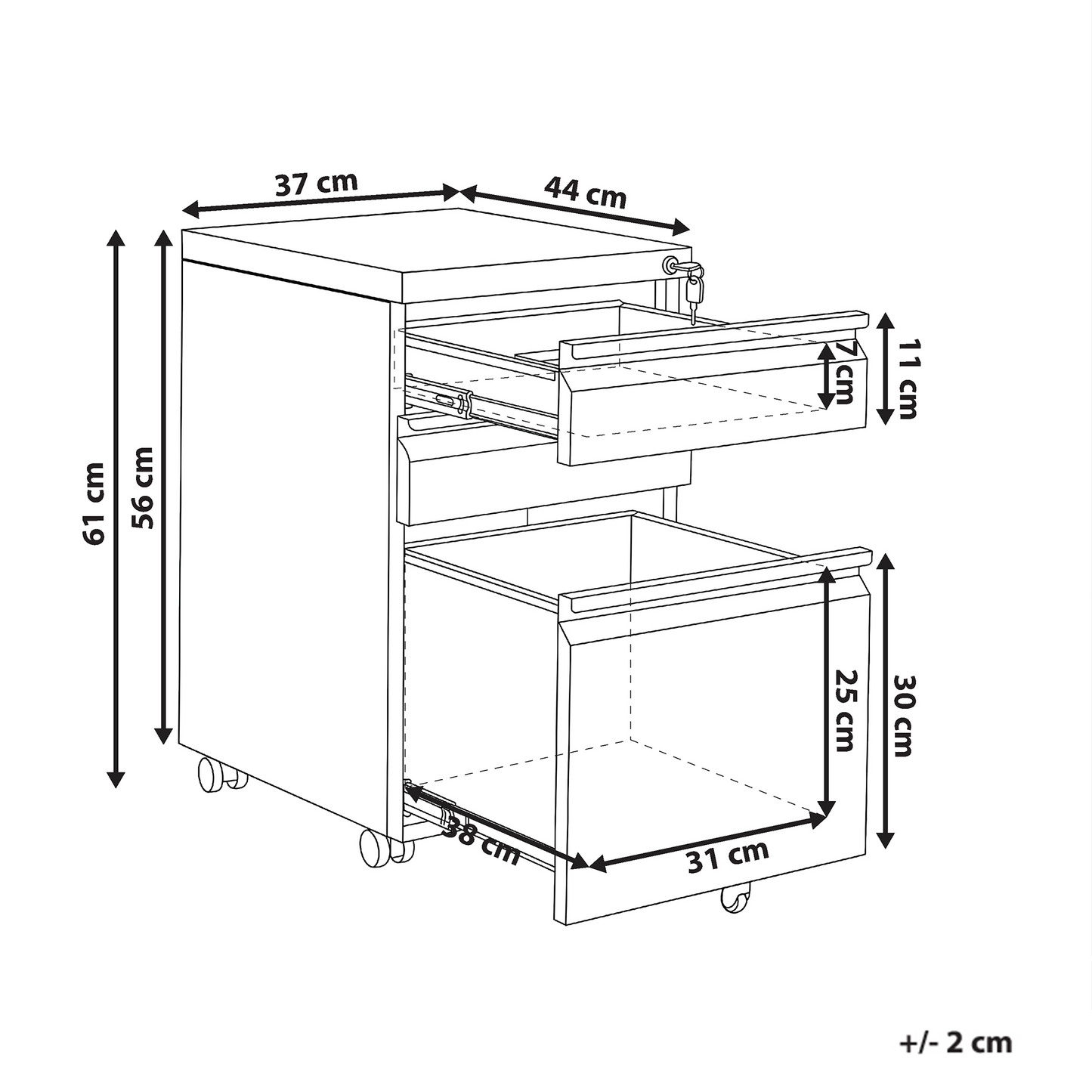 Red Steel Storage Cabinet 3 Drawer Mobile With Key Lock Plastic Wheels Modern Office