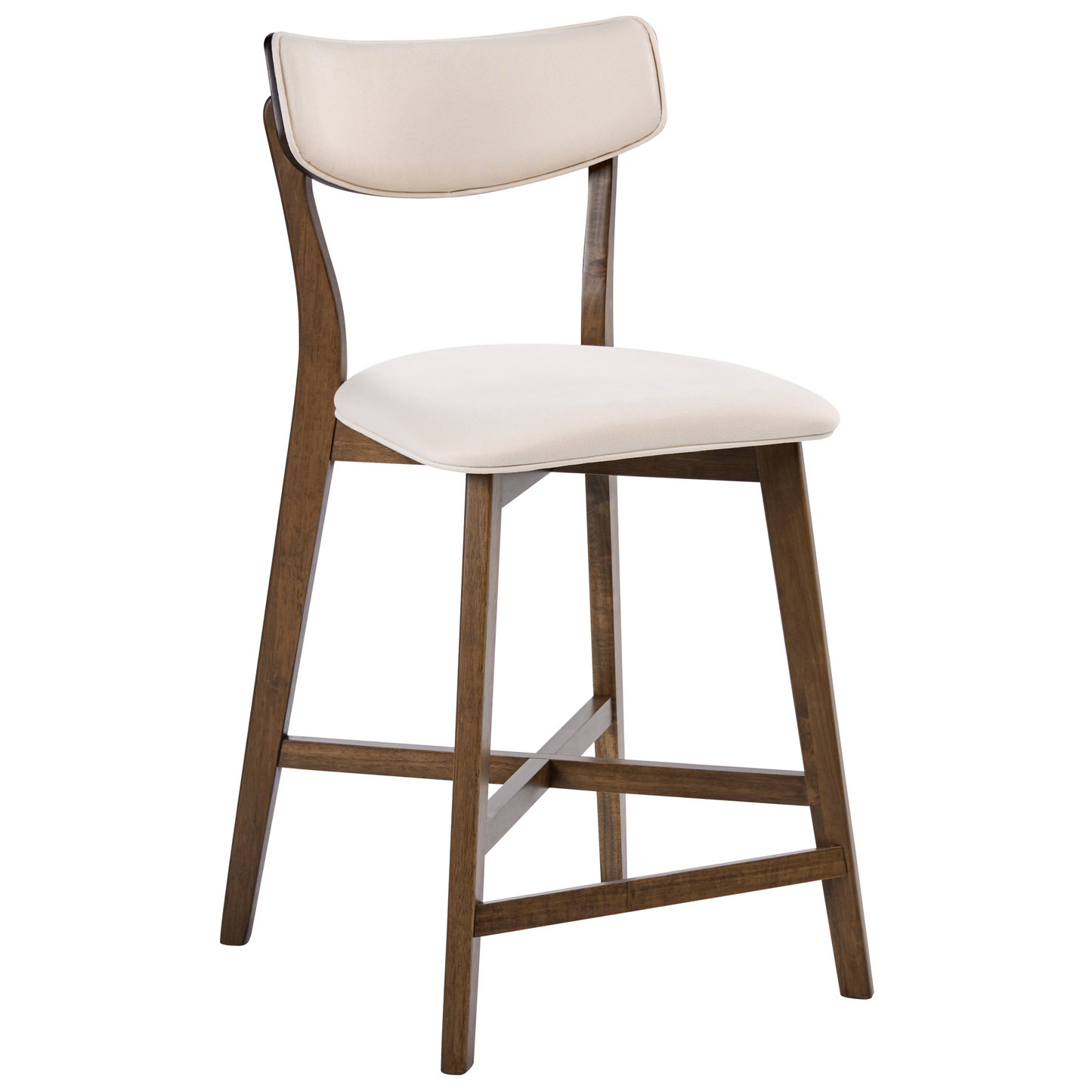 Armless Retro Chairs Set 2 Brown Off White Rubberwood