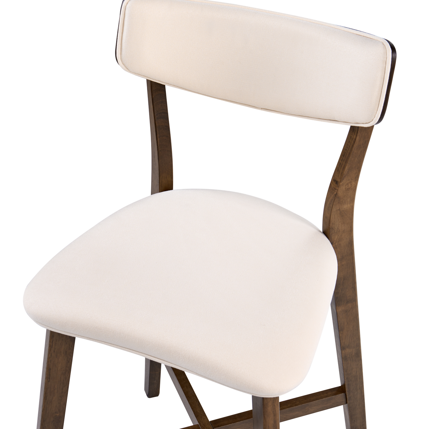 Armless Retro Chairs Set 2 Brown Off White Rubberwood