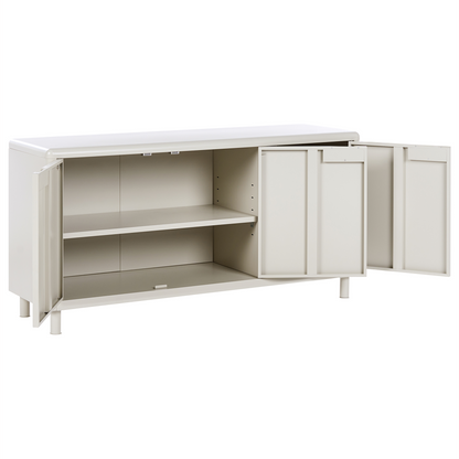 Storage Cabinet Beige Steel 3 Doors 4 Shelves Office