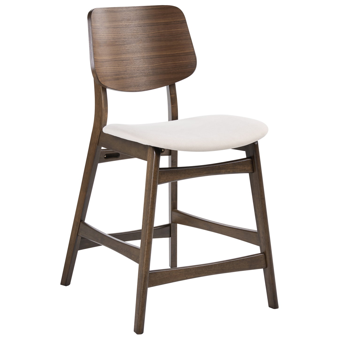 Set Of 2 Bar Chairs Brown And Off White Boucle Upholstery Rubberwood Legs Retro Style