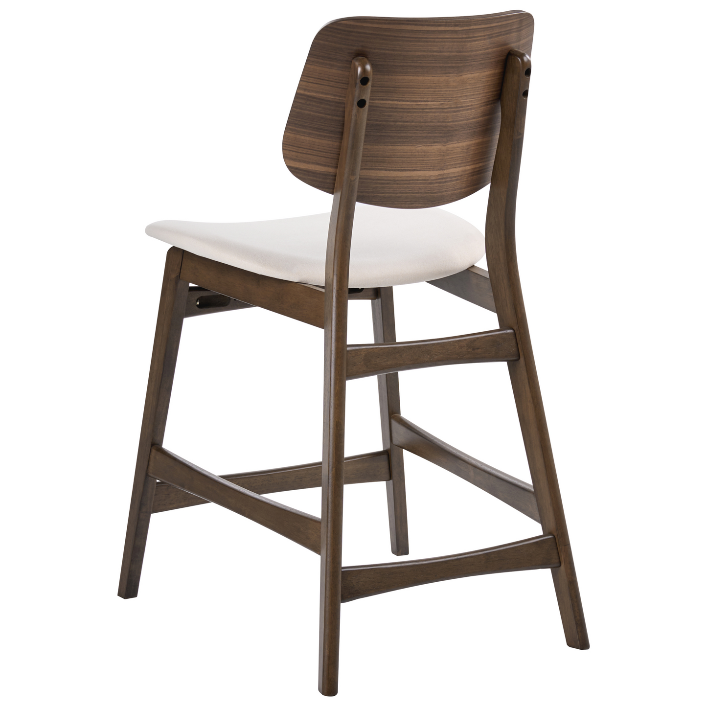 Set Of 2 Bar Chairs Brown And Off White Boucle Upholstery Rubberwood Legs Retro Style