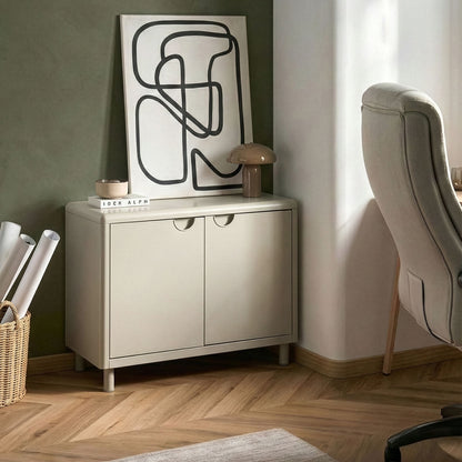Storage Cabinet Beige Steel With 2 Doors And Adjustable Shelves For Home Office Modern Style