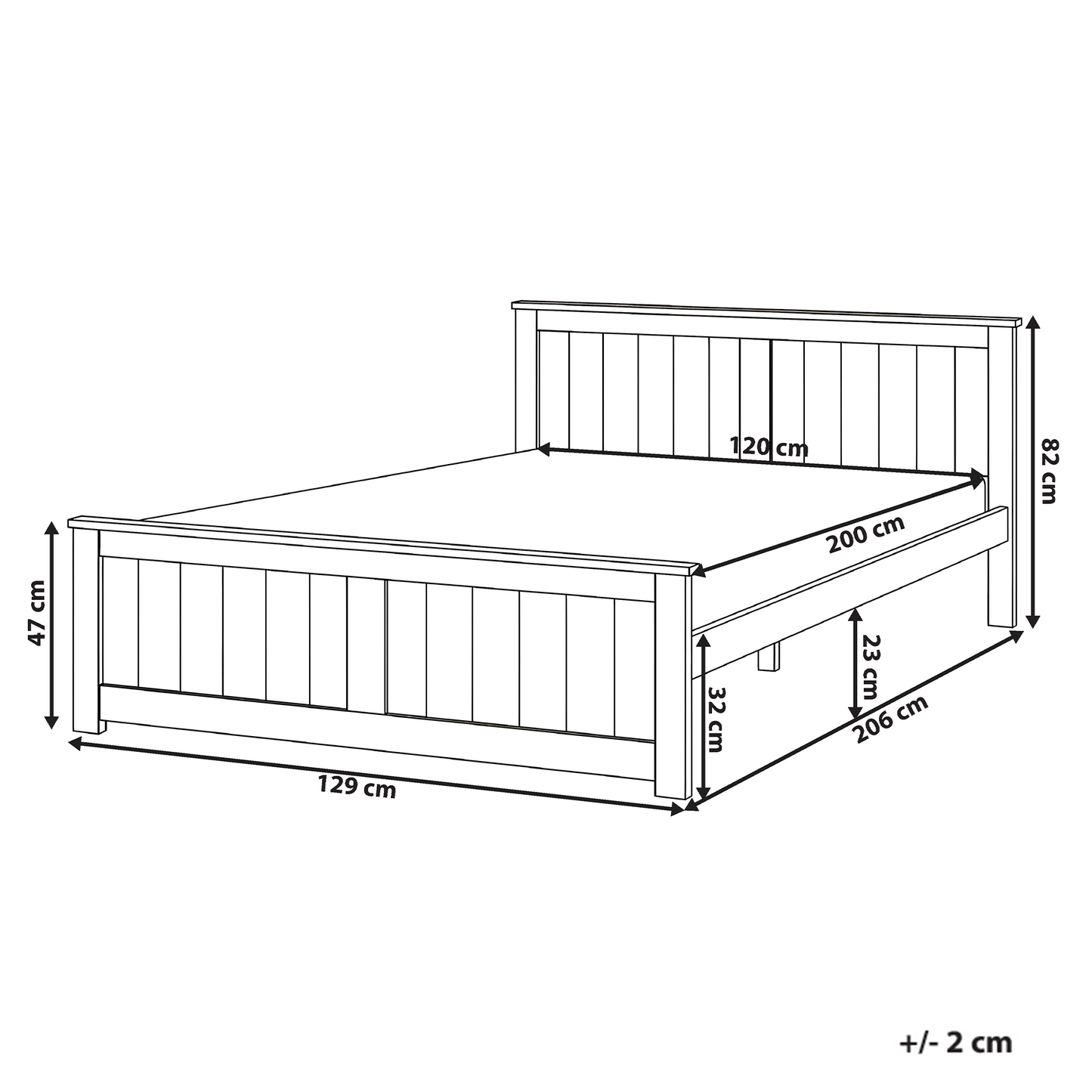 NordicNest White Pine Bed Frame Small Double Minimalist Headboard
