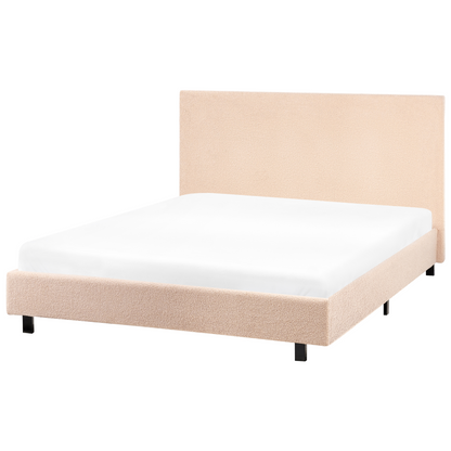 Beige Boucle Upholstered Slatted Bed Frame Small Double 4ft