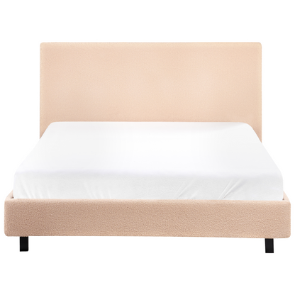 Beige Boucle Upholstered Slatted Bed Frame Small Double 4ft