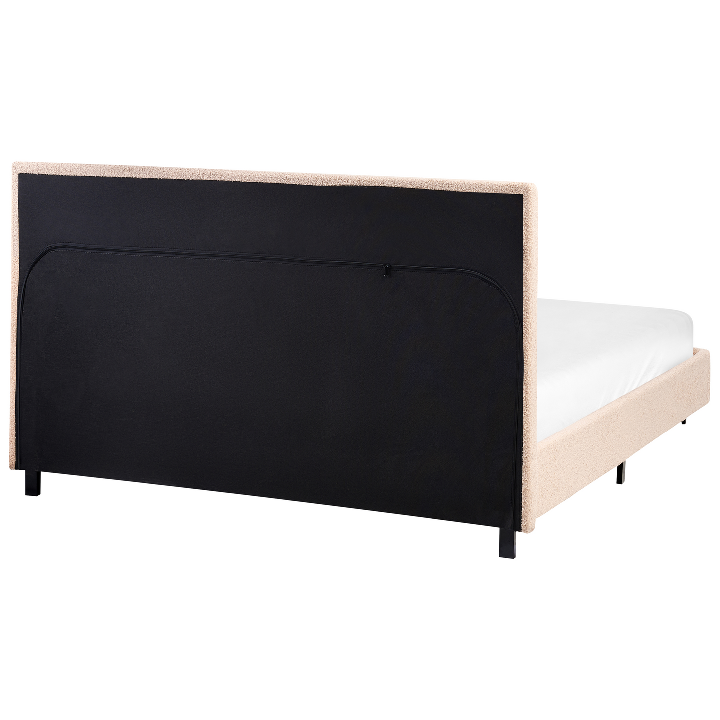 Beige Boucle Upholstered Slatted Bed Frame Small Double 4ft