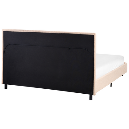 Beige Boucle Upholstered Slatted Bed Frame Small Double 4ft