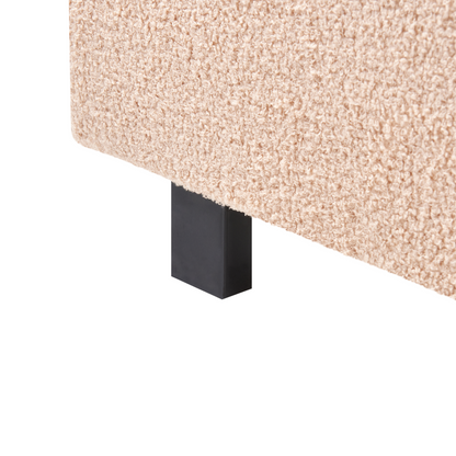 Beige Boucle Upholstered Slatted Bed Frame Small Double 4ft