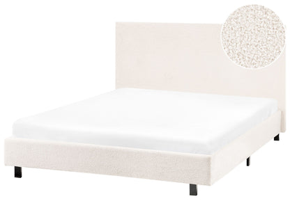 Slatted Bed Frame Off White Boucle Upholstered EU Small Double 4ft Modern Design
