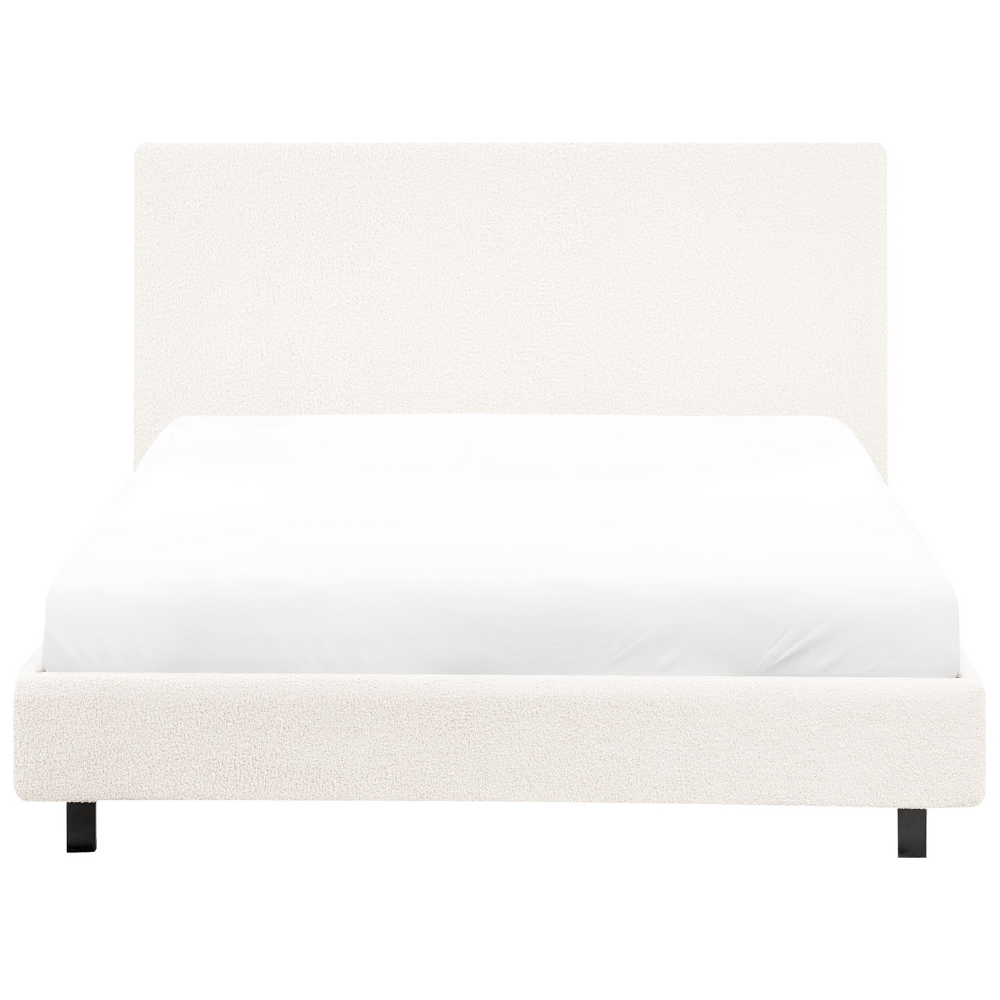 Slatted Bed Frame Off White Boucle Upholstered EU Small Double 4ft Modern Design
