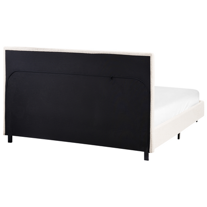 Slatted Bed Frame Off White Boucle Upholstered EU Small Double 4ft Modern Design
