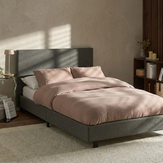 Slatted Bed Frame Grey Polyester EU Small Double 4ft