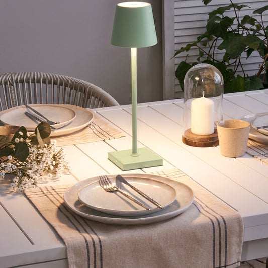 Table Lamp Light Green Aluminium Touch USB Charging