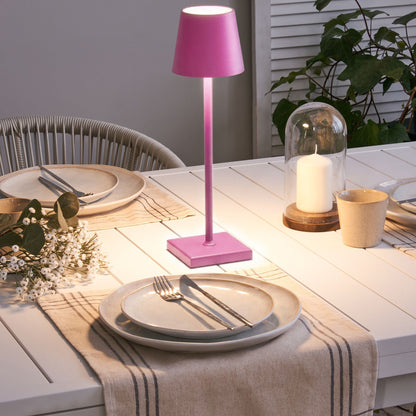 Pink Aluminium Table Lamp With Touch Switch USB Charging