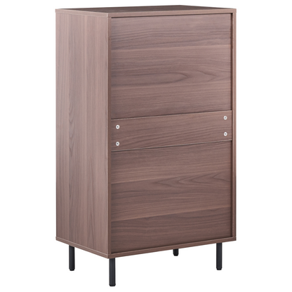 NordicNest Dark Brown 4 Drawer Chest With Black Metal Legs 60x40x104