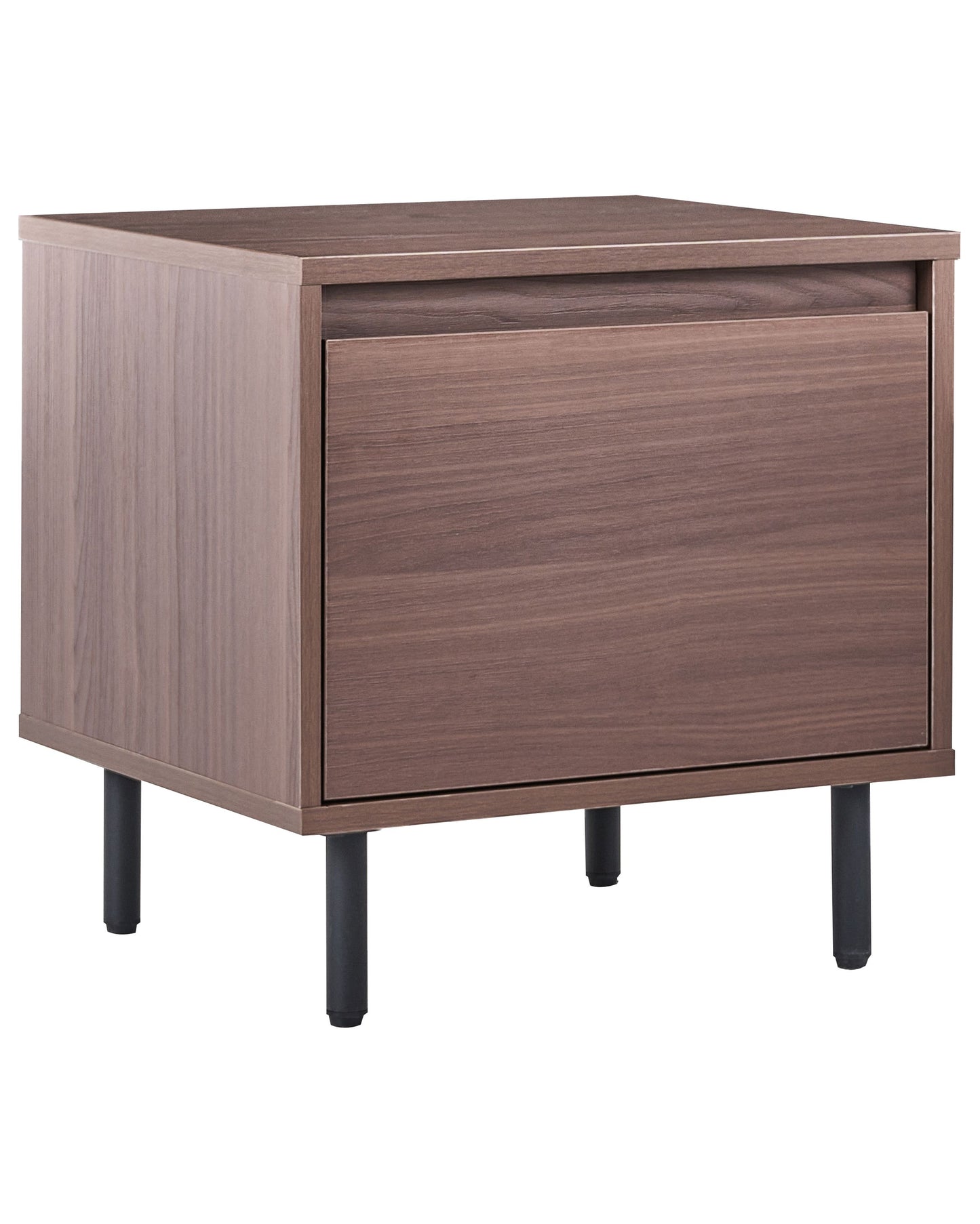 Bedside Table Dark Brown With 1 Drawer Metal Black Legs
