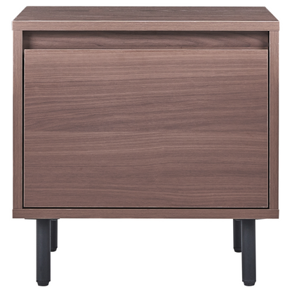 Bedside Table Dark Brown With 1 Drawer Metal Black Legs