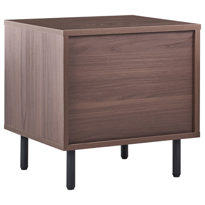 Bedside Table Dark Brown With 1 Drawer Metal Black Legs