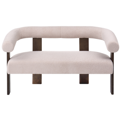 TwoTone Boucle Sofa Set 2 Seater Armchair Beige Brown