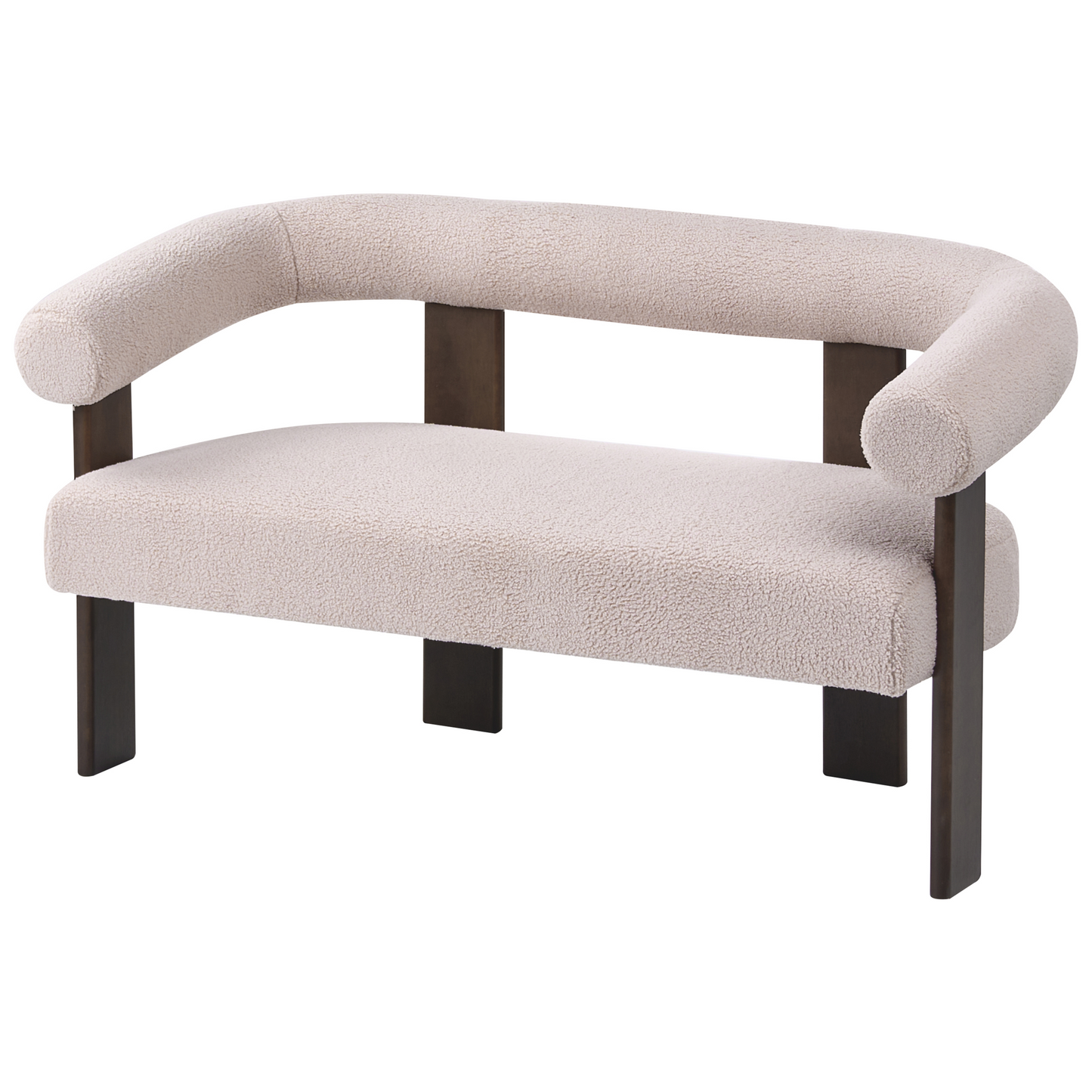 TwoTone Boucle Sofa Set 2 Seater Armchair Beige Brown