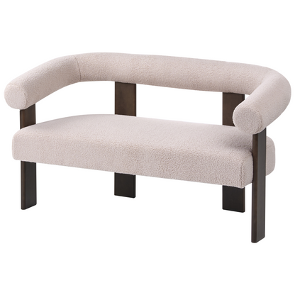 TwoTone Boucle Sofa Set 2 Seater Armchair Beige Brown