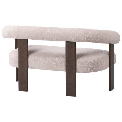 TwoTone Boucle Sofa Set 2 Seater Armchair Beige Brown