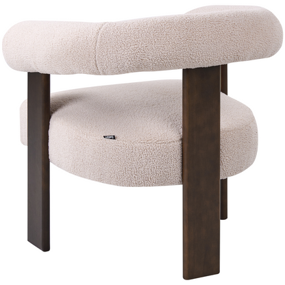 Loft and Loom Armchair Boucle Beige and Dark Brown Wooden Legs