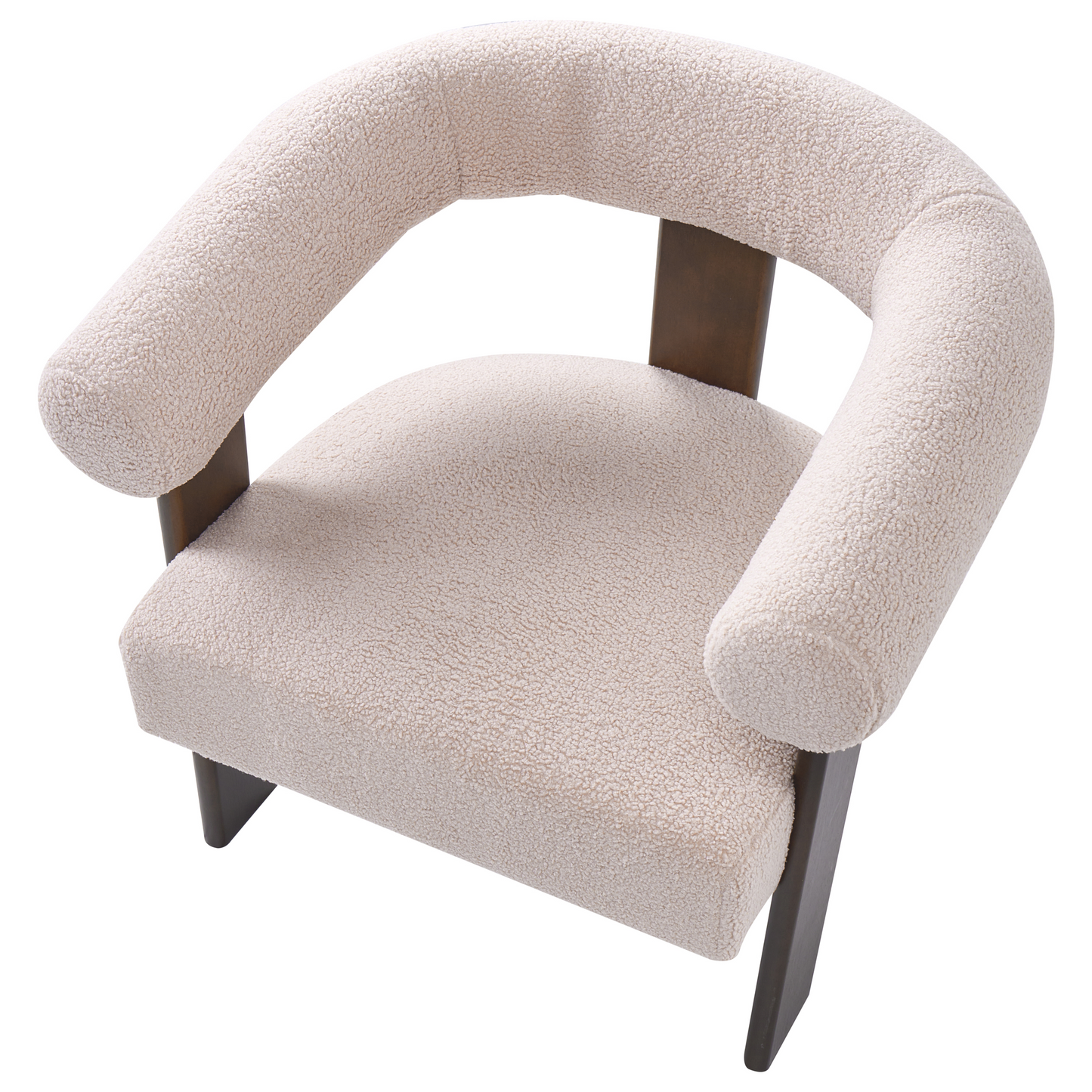 Loft and Loom Armchair Boucle Beige and Dark Brown Wooden Legs