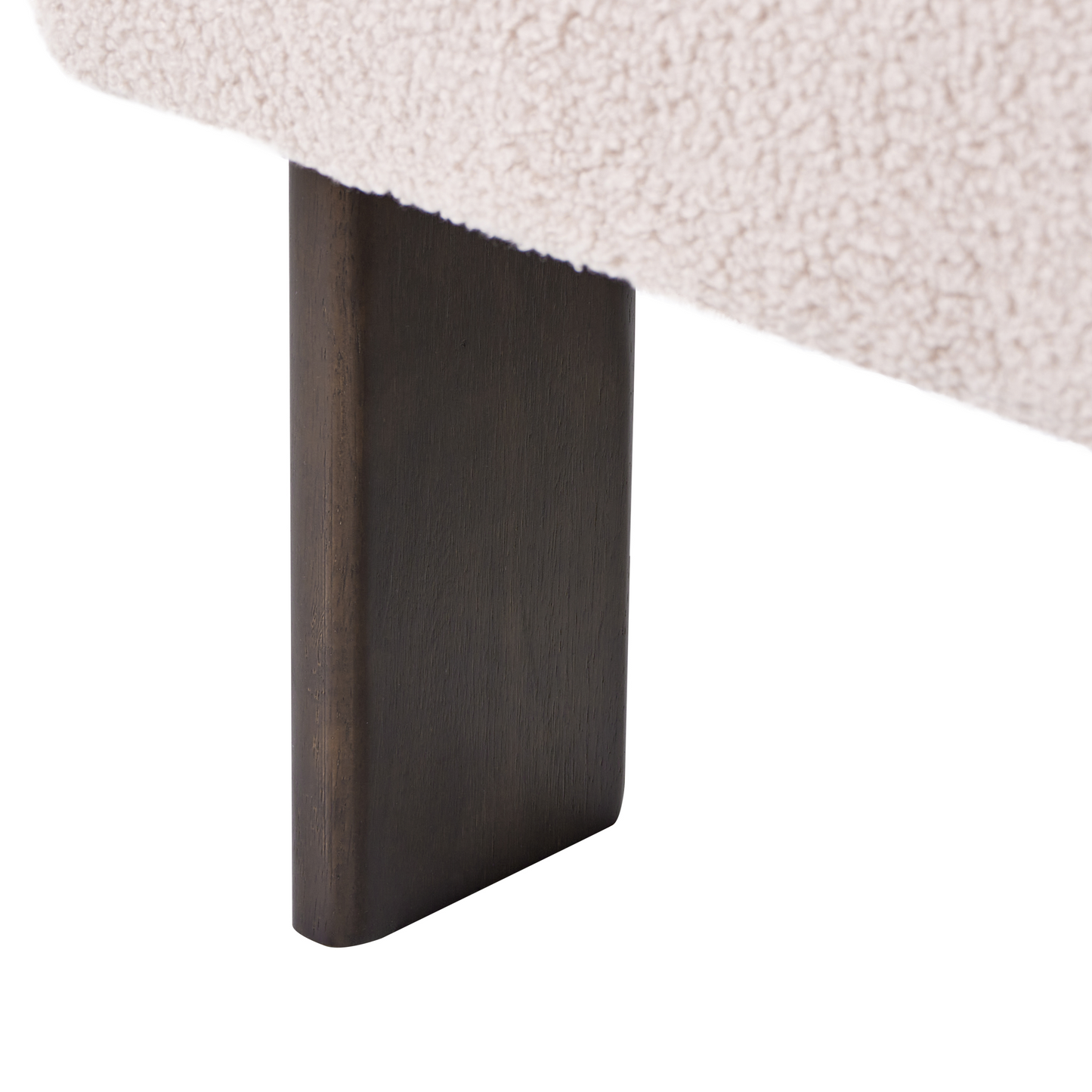 Loft and Loom Armchair Boucle Beige and Dark Brown Wooden Legs