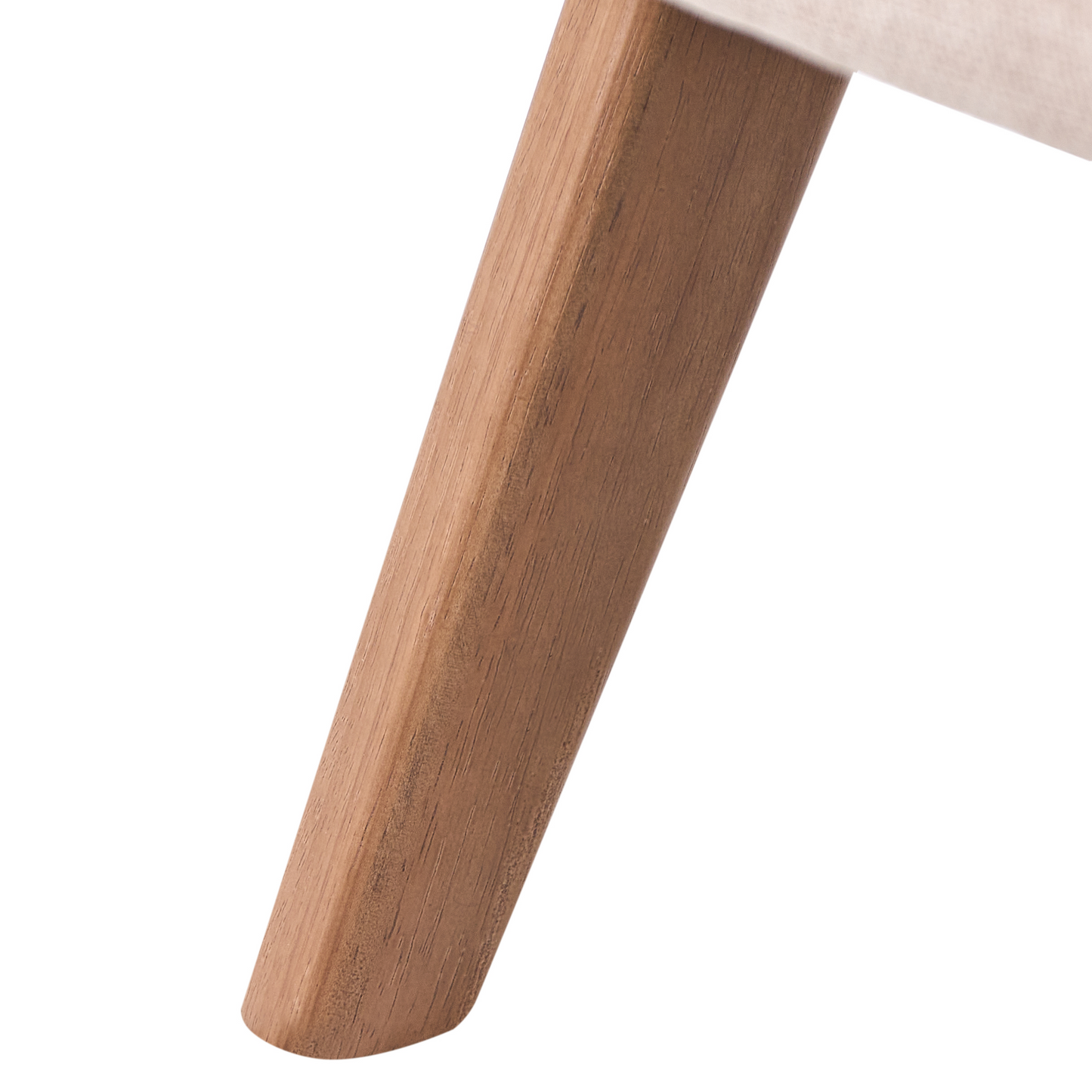 Retro Armchair Beige Faux Linen Upholstery Wood Frame
