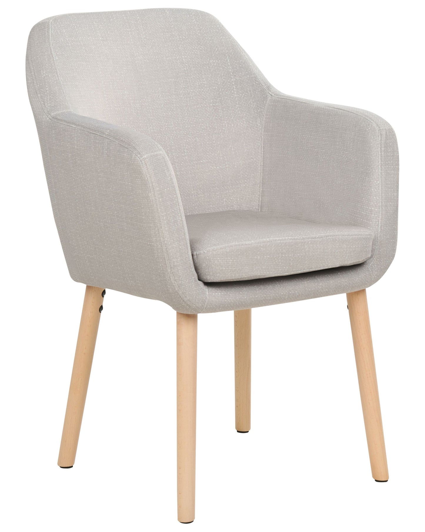 Taupe Dining Chair With Armrests And Wooden Legs