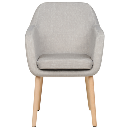 Taupe Dining Chair With Armrests And Wooden Legs